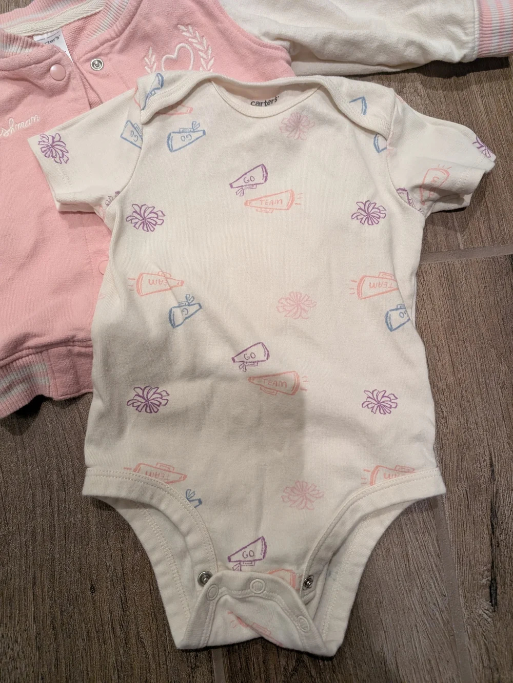 Carter's Pink Jacket and Cream Printed Bodysuit Set
